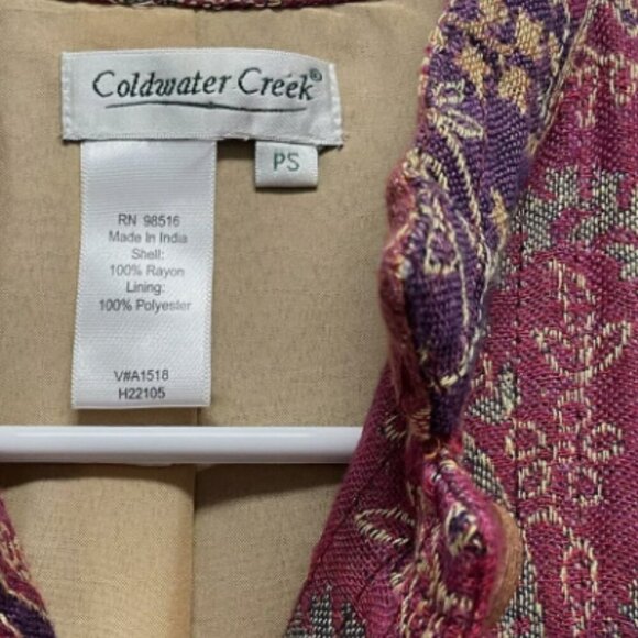 Coldwater Creek Paisley Print Multicolored Button Down Jacket Small Petite - Picture 3 of 4